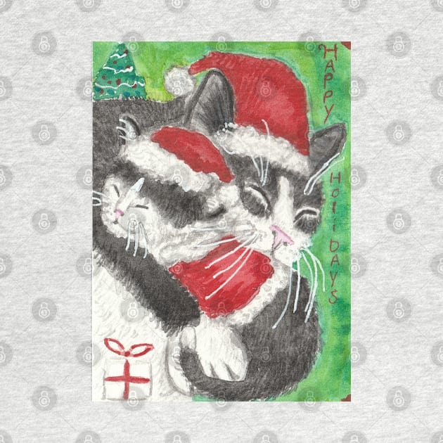 Christmas  Holiday cat kitten art by SamsArtworks